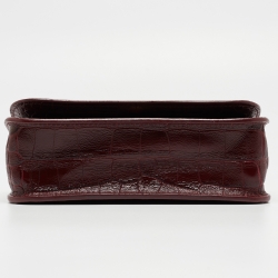 Pre Owned Balenciaga Burgundy Croc Embossed Leather Gossip Wallet On Chain