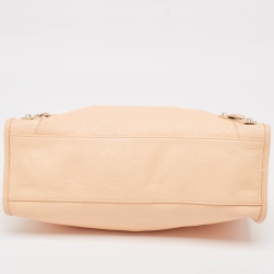 Pre Owned Balenciaga Peach Leather Metallic Edge Classic City Tote