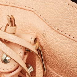 Pre Owned Balenciaga Peach Leather Metallic Edge Classic City Tote