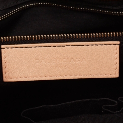 Pre Owned Balenciaga Peach Leather Metallic Edge Classic City Tote