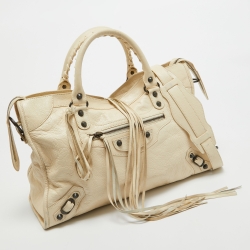 Pre Owned Balenciaga Cream Leather RH Classic City Bag