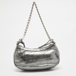 مملوكة مسبقًا Balenciaga Metallic Grey Leather Mini Le Cagole Shoulder Bag
