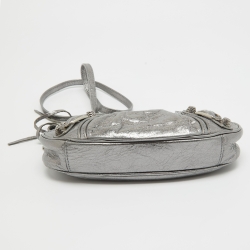 مملوكة مسبقًا Balenciaga Metallic Grey Leather Mini Le Cagole Shoulder Bag