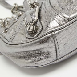 مملوكة مسبقًا Balenciaga Metallic Grey Leather Mini Le Cagole Shoulder Bag