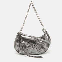 مملوكة مسبقًا Balenciaga Metallic Grey Leather Mini Le Cagole Shoulder Bag
