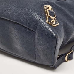 Pre Owned Balenciaga Navy Blue Leather Classic Metallic Edge Backpack