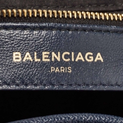 Pre Owned Balenciaga Navy Blue Leather Classic Metallic Edge Backpack