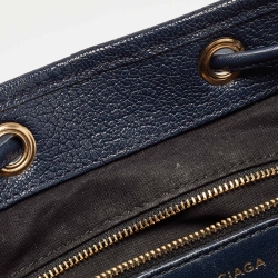 Pre Owned Balenciaga Navy Blue Leather Classic Metallic Edge Backpack