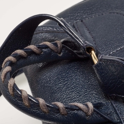 Pre Owned Balenciaga Navy Blue Leather Classic Metallic Edge Backpack