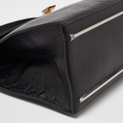 Pre Owned Balenciaga Black Leather and Ostrich Le Dix Cartable Top Handle Bag