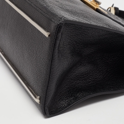 Pre Owned Balenciaga Black Leather and Ostrich Le Dix Cartable Top Handle Bag