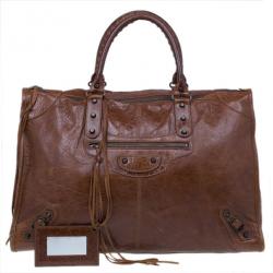 Pre Owned Balenciaga Brown Leather Giant 12 Tote