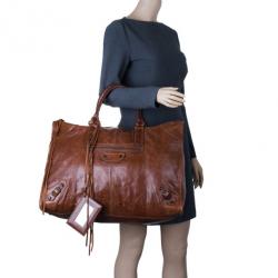 Pre Owned Balenciaga Brown Leather Giant 12 Tote