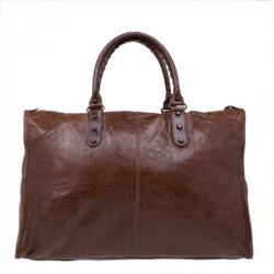 Pre Owned Balenciaga Brown Leather Giant 12 Tote