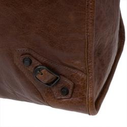 Pre Owned Balenciaga Brown Leather Giant 12 Tote