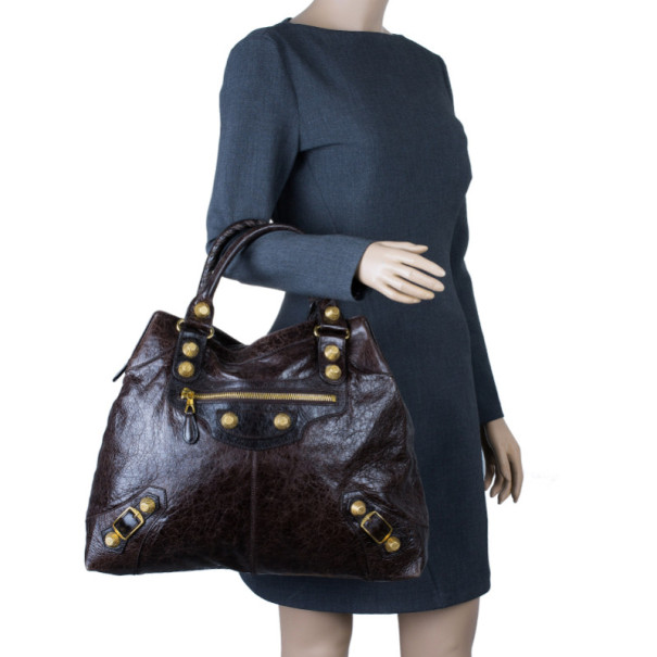 مملوكة مسبقًا Balenciaga Dark Brown Arena Giant Brief Tote