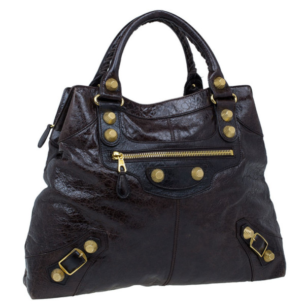 مملوكة مسبقًا Balenciaga Dark Brown Arena Giant Brief Tote