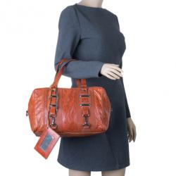 Pre Owned حقيبة يد بالنسياغا أحمر تصميم مثقب 