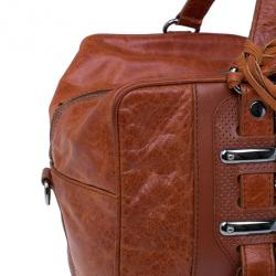 Pre Owned حقيبة يد بالنسياغا أحمر تصميم مثقب 