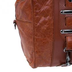 Pre Owned حقيبة يد بالنسياغا أحمر تصميم مثقب 