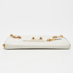 Pre Owned Balenciaga OffWhite Leather Compagnon Zip Around Wallet