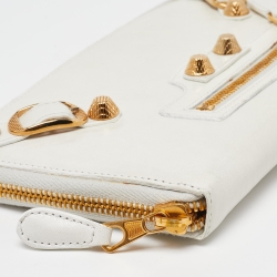 Pre Owned Balenciaga OffWhite Leather Compagnon Zip Around Wallet