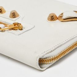 Pre Owned Balenciaga OffWhite Leather Compagnon Zip Around Wallet