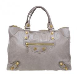 Pre Owned Balenciaga Beige Leather Large Weekend Bag