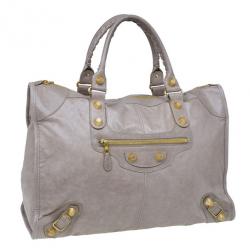 Pre Owned Balenciaga Beige Leather Large Weekend Bag