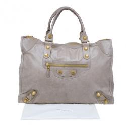 Pre Owned Balenciaga Beige Leather Large Weekend Bag