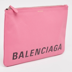 مملوكة مسبقًا Balenciaga Pink/Black Leather Ville Zip Pouch
