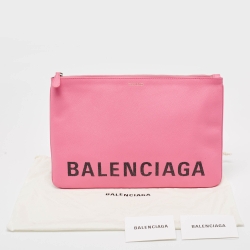 مملوكة مسبقًا Balenciaga Pink/Black Leather Ville Zip Pouch