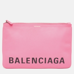 مملوكة مسبقًا Balenciaga Pink/Black Leather Ville Zip Pouch
