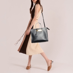 Pre Owned Balenciaga Black Leather Cable Shopper Tote
