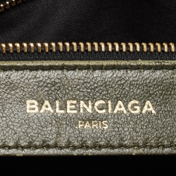 Pre Owned Balenciaga Olive Green Leather Mini Metallic Edge Classic City Bag