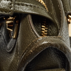 Pre Owned Balenciaga Olive Green Leather Mini Metallic Edge Classic City Bag