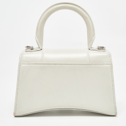 Pre Owned Balenciaga Off White Leather XS Hourglass Top Handle Bag