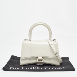 Pre Owned Balenciaga Off White Leather XS Hourglass Top Handle Bag