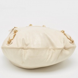 Pre Owned Balenciaga White Leather Giant Hardware Hobo