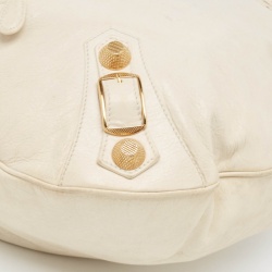 Pre Owned Balenciaga White Leather Giant Hardware Hobo