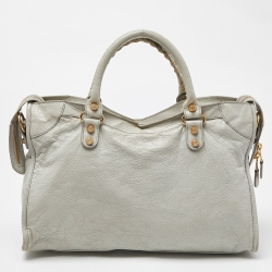 Pre Owned Balenciaga Mint Green Leather RH City Bag