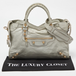Pre Owned Balenciaga Mint Green Leather RH City Bag