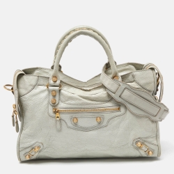 Pre Owned Balenciaga Mint Green Leather RH City Bag