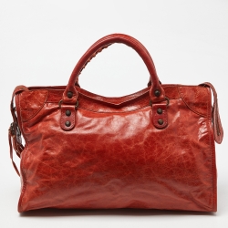 Pre Owned Balenciaga Orange Leather RH Classic City Bag