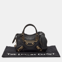 Balenciaga Black Leather Mini Metallic Edge Classic City Bag