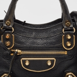 Balenciaga Black Leather Mini Metallic Edge Classic City Bag