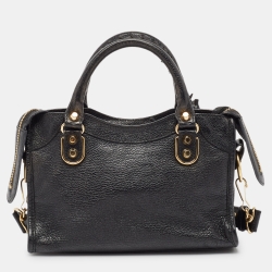 Balenciaga Black Leather Mini Metallic Edge Classic City Bag