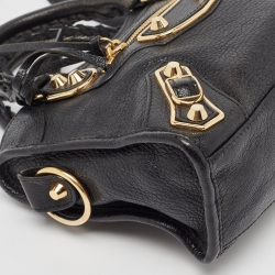 Balenciaga Black Leather Mini Metallic Edge Classic City Bag