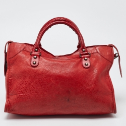 Pre Owned Balenciaga Rose Corail Leather Classic City RH Tote