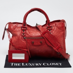 Pre Owned Balenciaga Rose Corail Leather Classic City RH Tote
